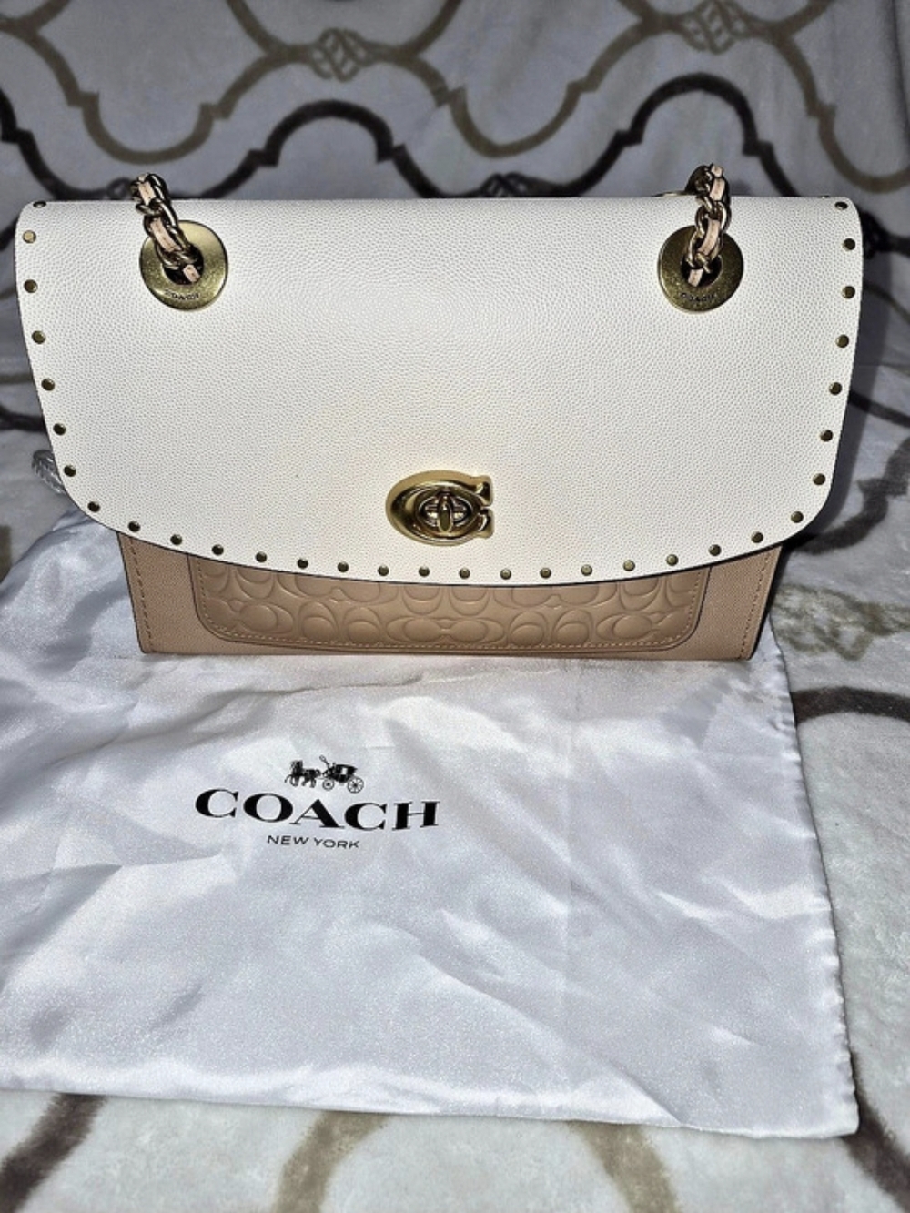 Coach Parker Shoulder Bag White & Tan